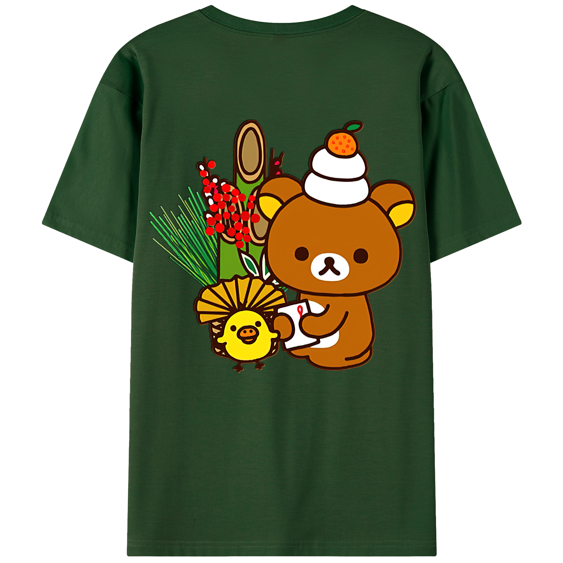 （画像用） リラックマ リラックマ キイロイトリ Rilakkuma Korilakkuma Kiiroitori 綿100％半袖Tシャツ（背面プリント）